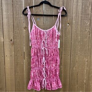 For Love & Lemons Pink Tie Strap Mini Dress NWT Size S